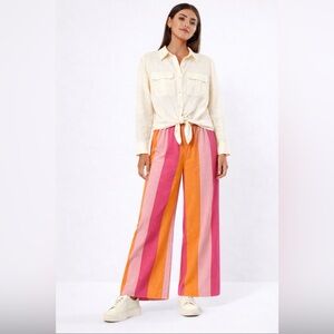 Sofia Jeans by Sofia Vergara Tie-Front Linen Blend Top in Whisper White~Size Lg